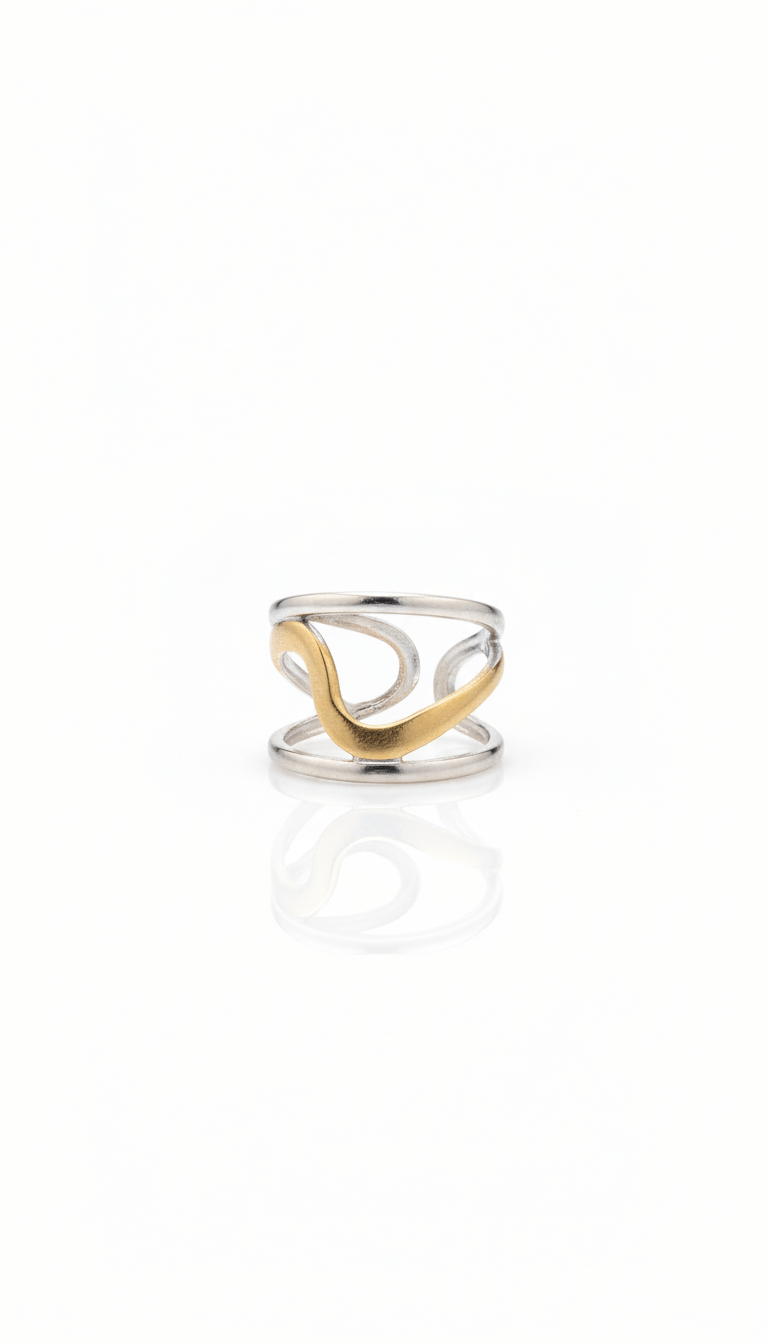 Wave Mixed Chunky Ring
